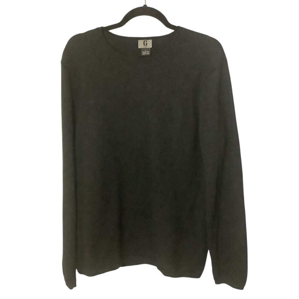 Guess Mens Black Wool Crewneck Sweater Medium FLAW See PHOTO